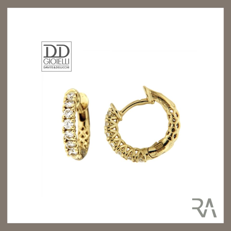 DAVITE DELUCCHI - 12MM DIAMOND HOOPS - 0.42 CARAT - 18KT YELLOW GOLD